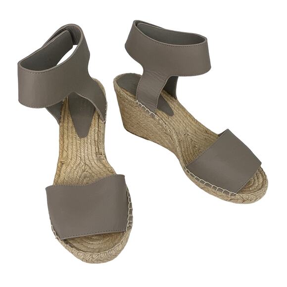 Vince Sophie Espadrille Sandals 10 Taupe 3.5" Wedge Heels - Picture 4 of 10